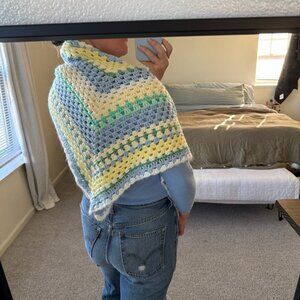Handmade Crochet Granny Square Pastel Shawl